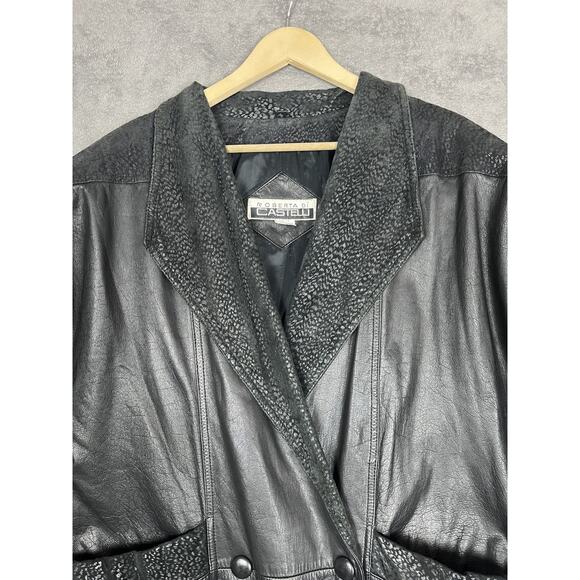 Vintage Roberta Di Castelli Leather Coat Womens Medium Long Mob Wife Matrix 90s - Picture 9 of 15